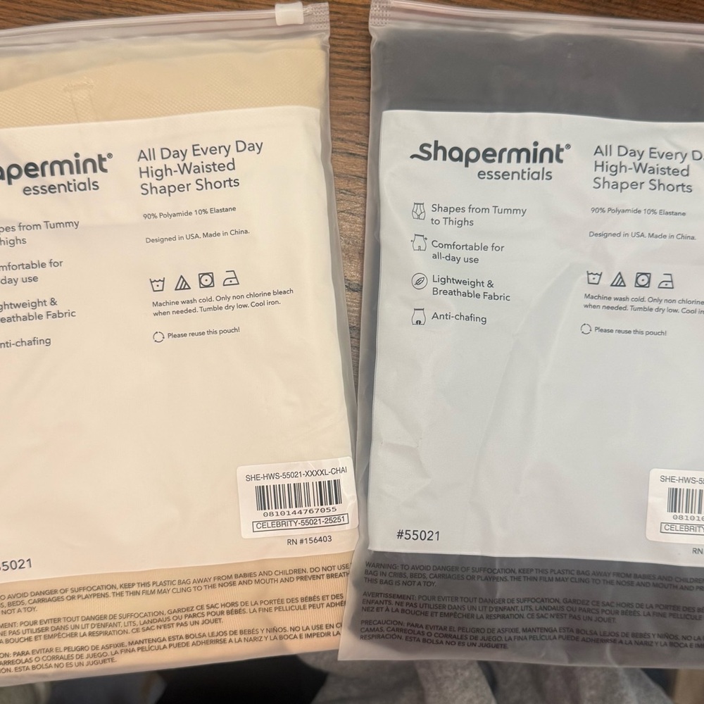 Shapermint Essentials High-Waisted Shaper Shorts — Beige & Black - Picture 2 of 2